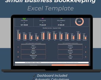 Small Business Bookkeeping Excel Template | Monthly Income & Expense Tracker Spreadsheet