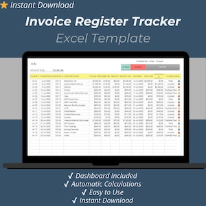 Invoice Register Tracker Excel Template – Business Planner, Payment & Client Tracker