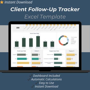 Rastreador de seguimiento de clientes: Plantilla de Excel para CRM y seguimiento de clientes / Gestión de clientes potenciales