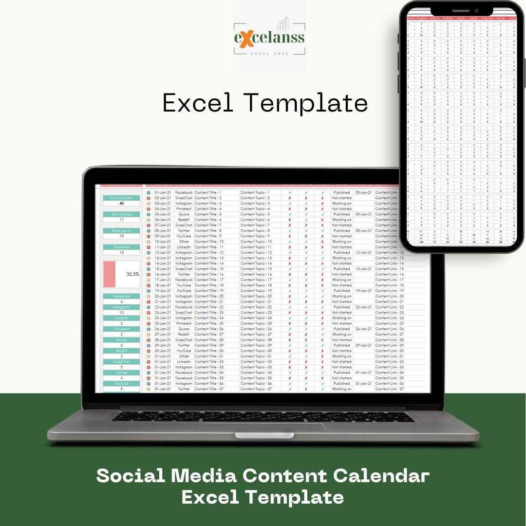 Social Media Content Calendar: Excel Template, Editorial Planner - Etsy