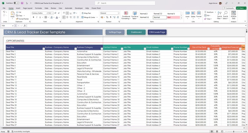 Customer relationship tracker Excel sheet with automatic reports