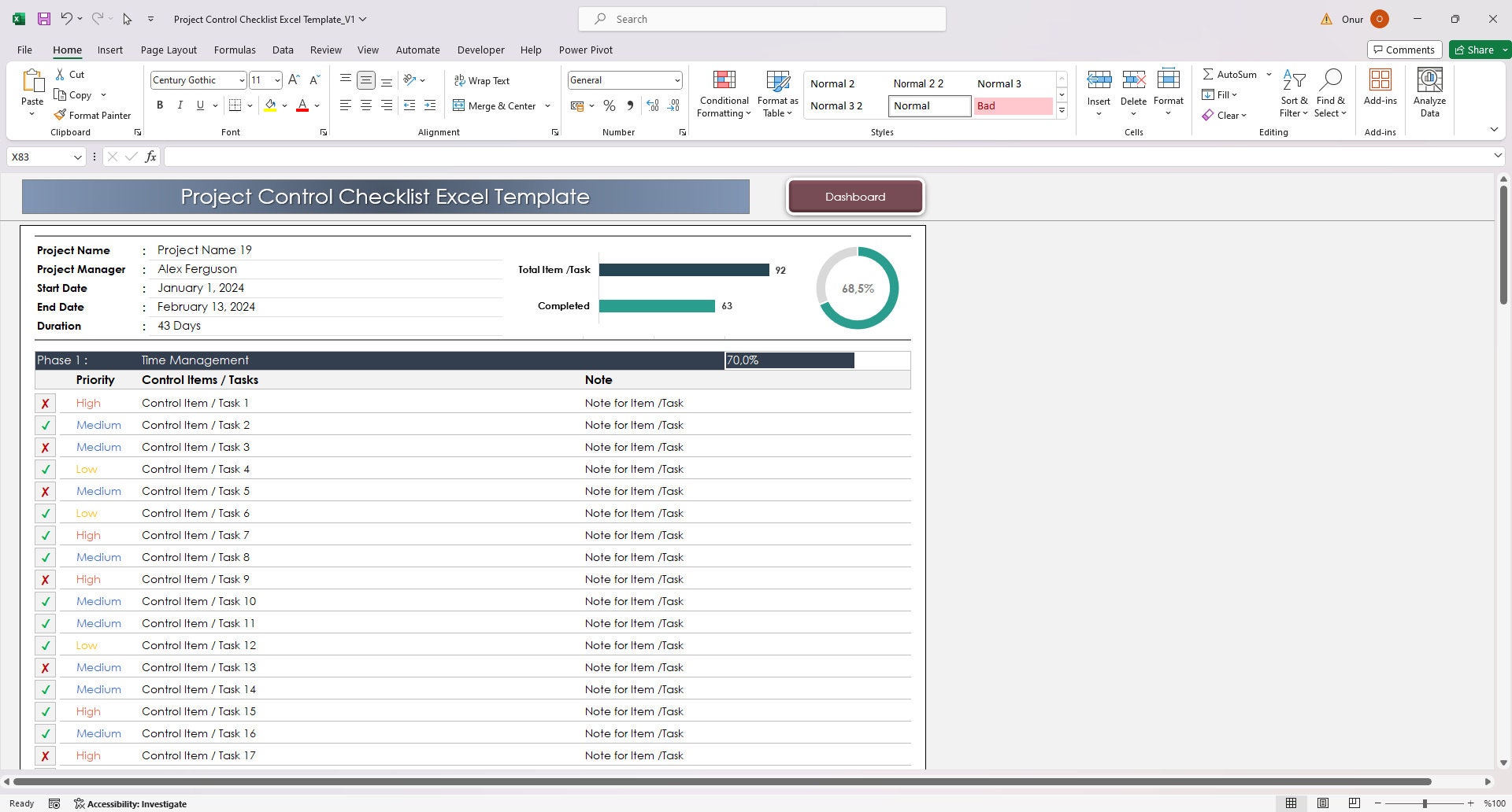 Project Control Checklist: Excel Control & Task Tracker Template - Etsy