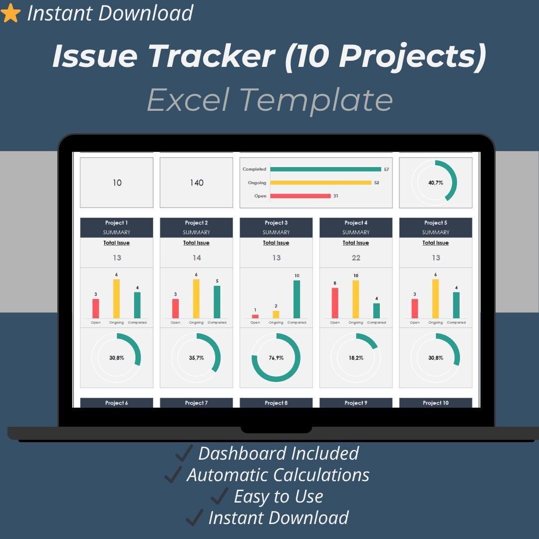 Issue Tracker Excel Template | Project Issue Log & Bug Tracking ...