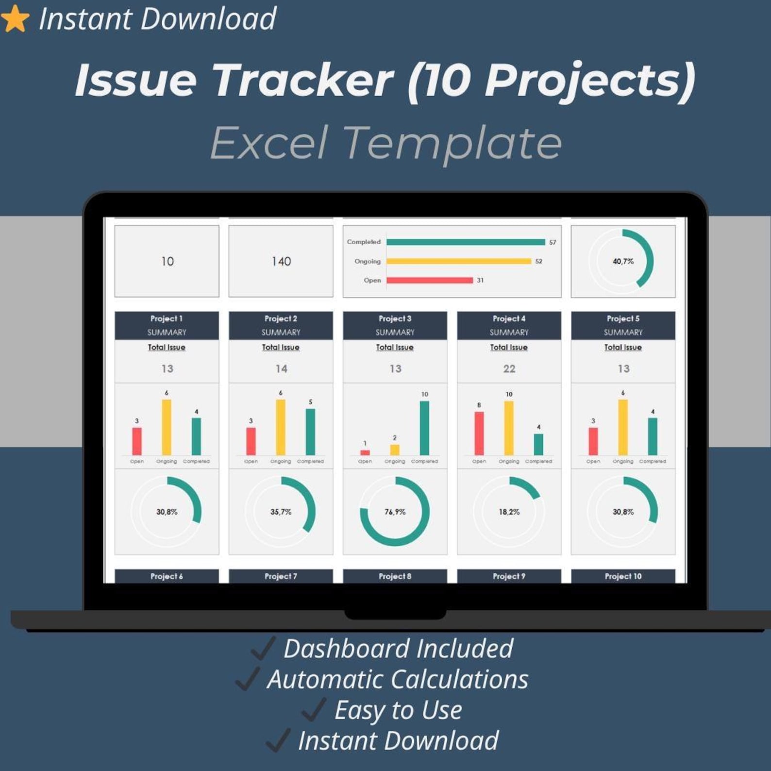 Issue Tracker Excel Template | Project Issue Log & Bug Tracking ...