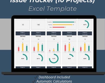Issue Tracker Excel Template | Project Issue Log & Bug Tracking Dashboard (for 10 Projects)