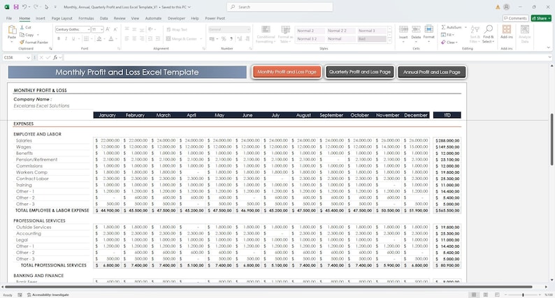 Income Statement Excel Template