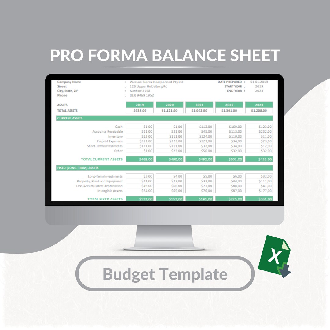 Pro Forma Balance Sheet Excel Template | Business Balance Tracker | Pro ...