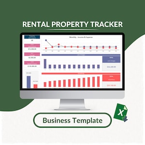 Rental Property Tracker Excel Template (1-30 Rental) | Property Portfolio Tracker | Property Income and Expense Tracker | Landlord Tracker