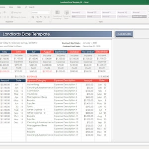 May include: A spreadsheet template for landlords to track income and expenses. The spreadsheet includes columns for monthly income, expenses, and profit, as well as a section for tracking individual income and expense categories.