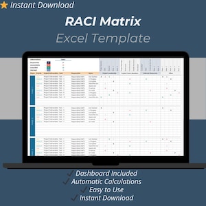 RACI Matrix Excel Template | Project Responsibility Matrix & Task Tracker