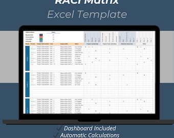 RACI Matrix Excel Template | Project Responsibility Matrix & Task Tracker