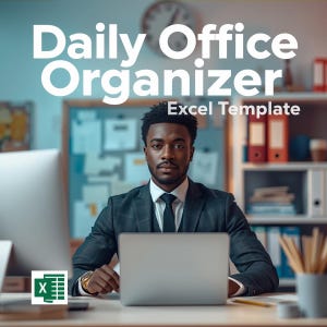 Daily Office Organizer Excel Template: Simple Planner Worksheet (Digital Download)