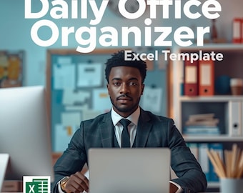 Modello Excel per l&#39;organizzatore giornaliero dell&#39;ufficio: semplice foglio di lavoro per pianificatore (download digitale)