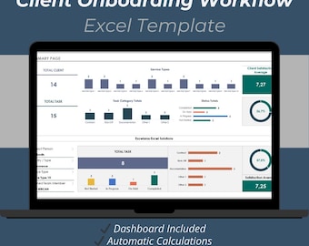 Client Onboarding Excel Template | CRM Workflow Tracker Spreadsheet | Client Management Dashboard for Small Business