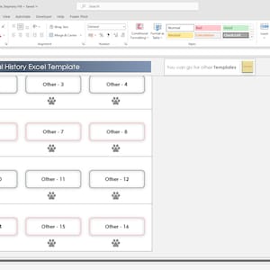 Editable Excel template for pet medical history. Track pet medications, vaccinations, and vet visits in Excel