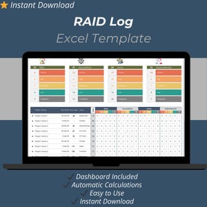 RAID Log Excel Template – Project Management Tracker for Risks, Issues & Dependencies