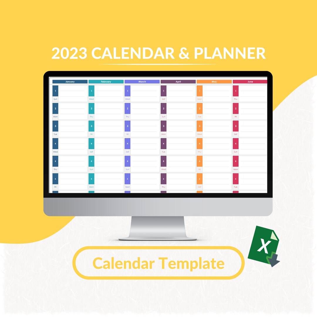 2023 Calendar & Planner Excel Template 2023 Planner Worksheet Editable