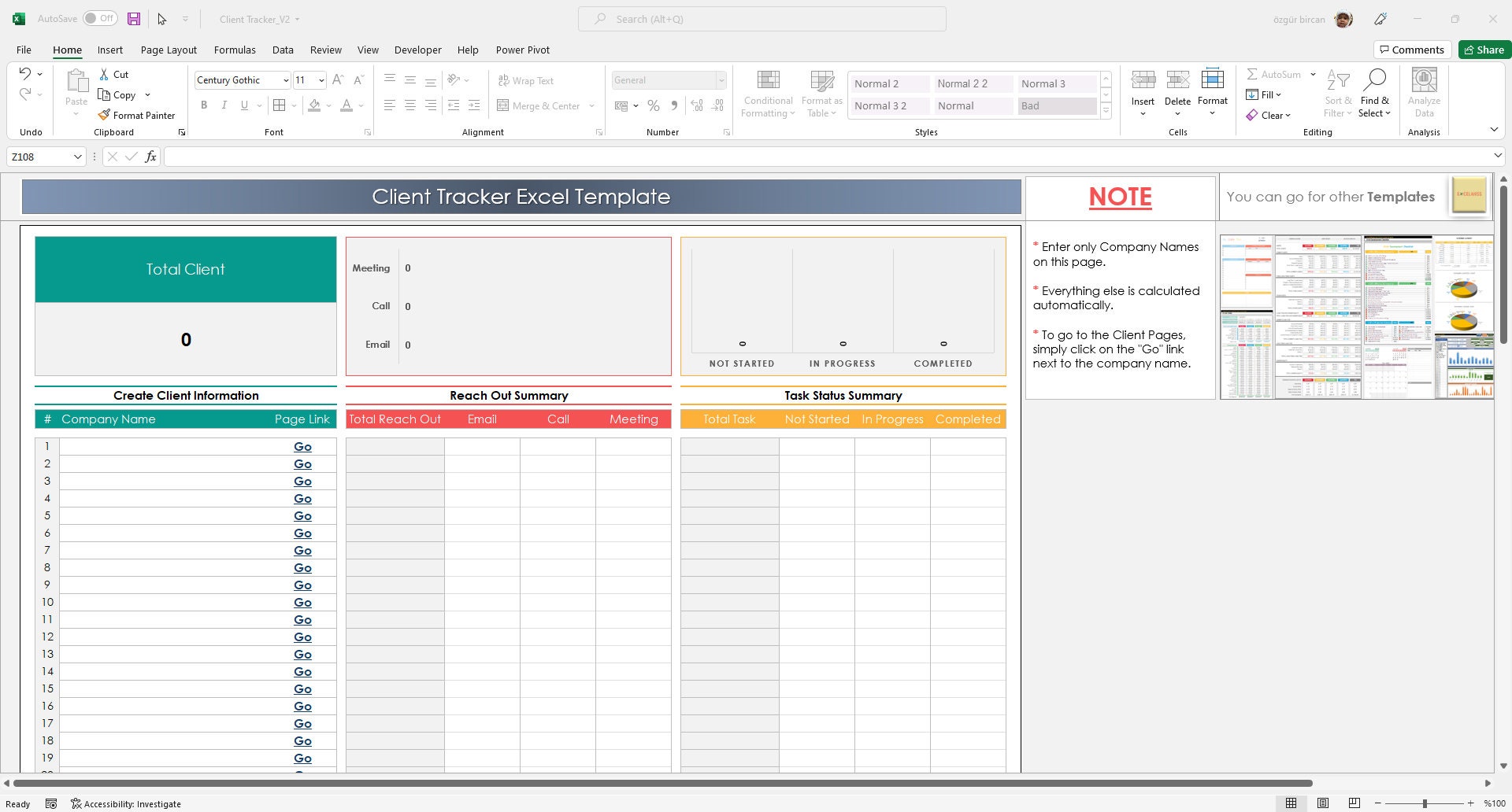 Client Tracker Excel Template Client Engagement Tracker Excel