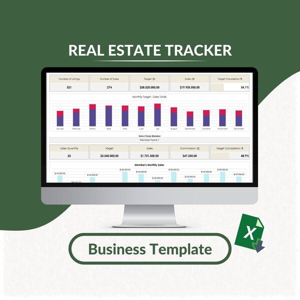 Real Estate Sales Tracker Spreadsheet Etsy