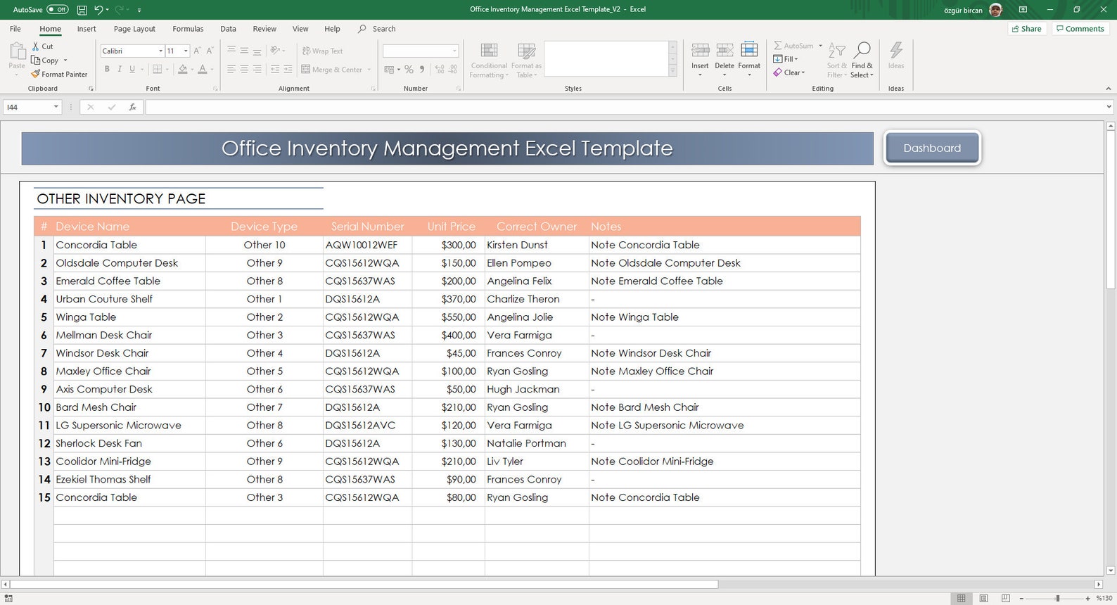 Office Inventory Management Excel Template: Supplies & Equipment ...