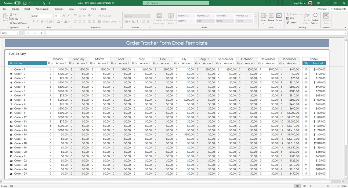 Order Tracker Excel Template