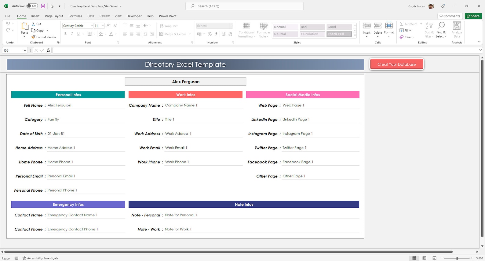 Directory Excel Template Contact List Template Address and Etsy Directory Excel Template Contact List Template Address and Etsy