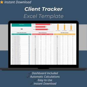 Plantilla de Excel para seguimiento de clientes / Hoja de cálculo CRM con panel de control / Herramienta de seguimiento y gestión de tareas para pequeñas empresas