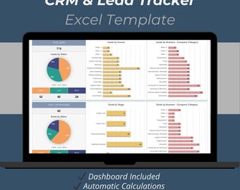 CRM & Lead Tracker Excel Template | Sales Pipeline and Client Management Spreadsheet | Deal Tracker Dashboard