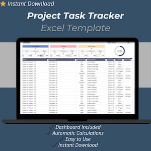 Project Task Tracker Excel Template | To-do List & Progress Dashboard ...