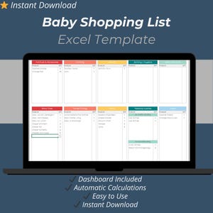 Baby Shopping List Excel Template | Newborn Checklist, Registry Planner (Digital Download)