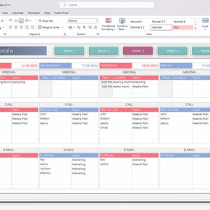 Weekly Work Planner Excel Template: Work Schedule & Task Tracker for 5 ...