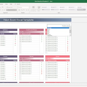 Vision Board Excel Template: Goal Planner Spreadsheet With 12 Life ...
