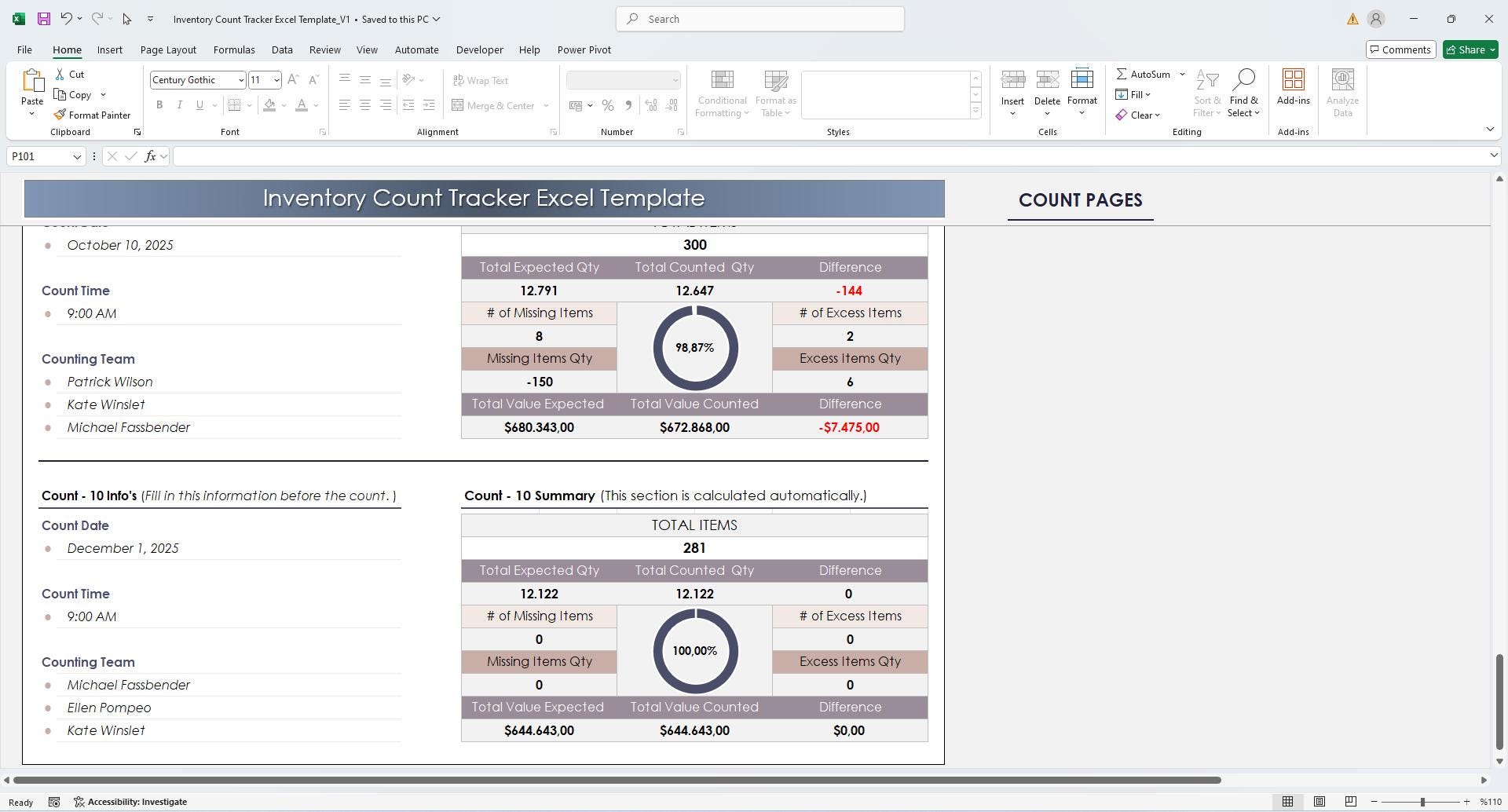Inventory Count Tracker Excel Template: Stock Control Spreadsheet - Etsy
