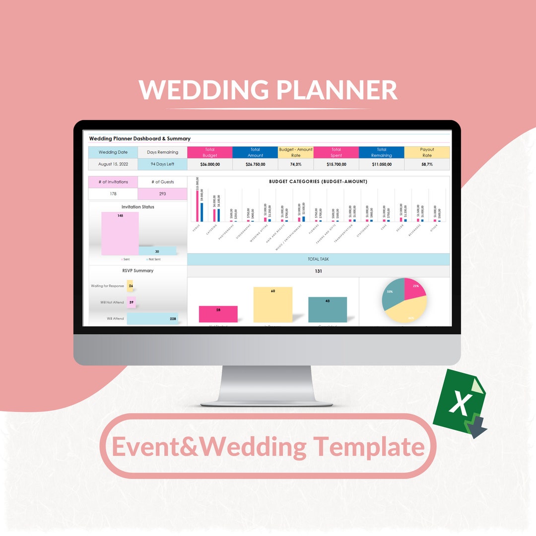 Wedding Planner Excel Template Wedding Planning Bundle Pack Wedding
