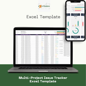 Modèle Excel de suivi des problèmes - Journal des problèmes de projet et feuille de calcul du tableau de bord de statut pour 25 projets