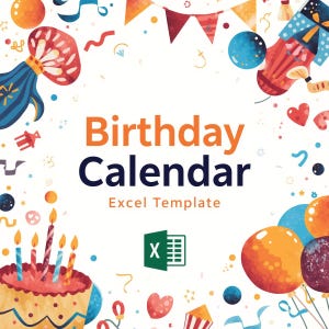 Birthday Calendar Excel Template: Printable Birthday Tracker
