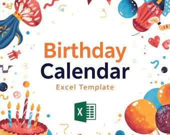 Birthday Calendar Excel Template: Printable Birthday Tracker