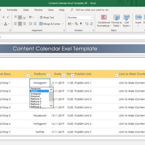 Content Calendar Excel Template Content Schedule Planner Content Content Calendar Excel Template Content Schedule Planner Content