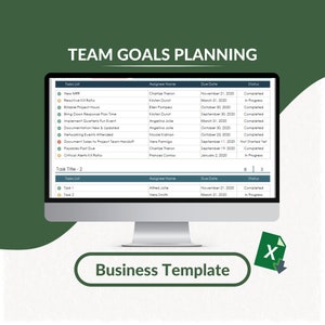 Team Goals & Objectives Excel Template: Planning Tracker (Printable, Editable)