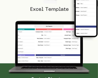 Kontakt-Verzeichnis Vorlage: Geschäftliche Kontaktliste (Adresse, Telefon, E-Mail, Info)