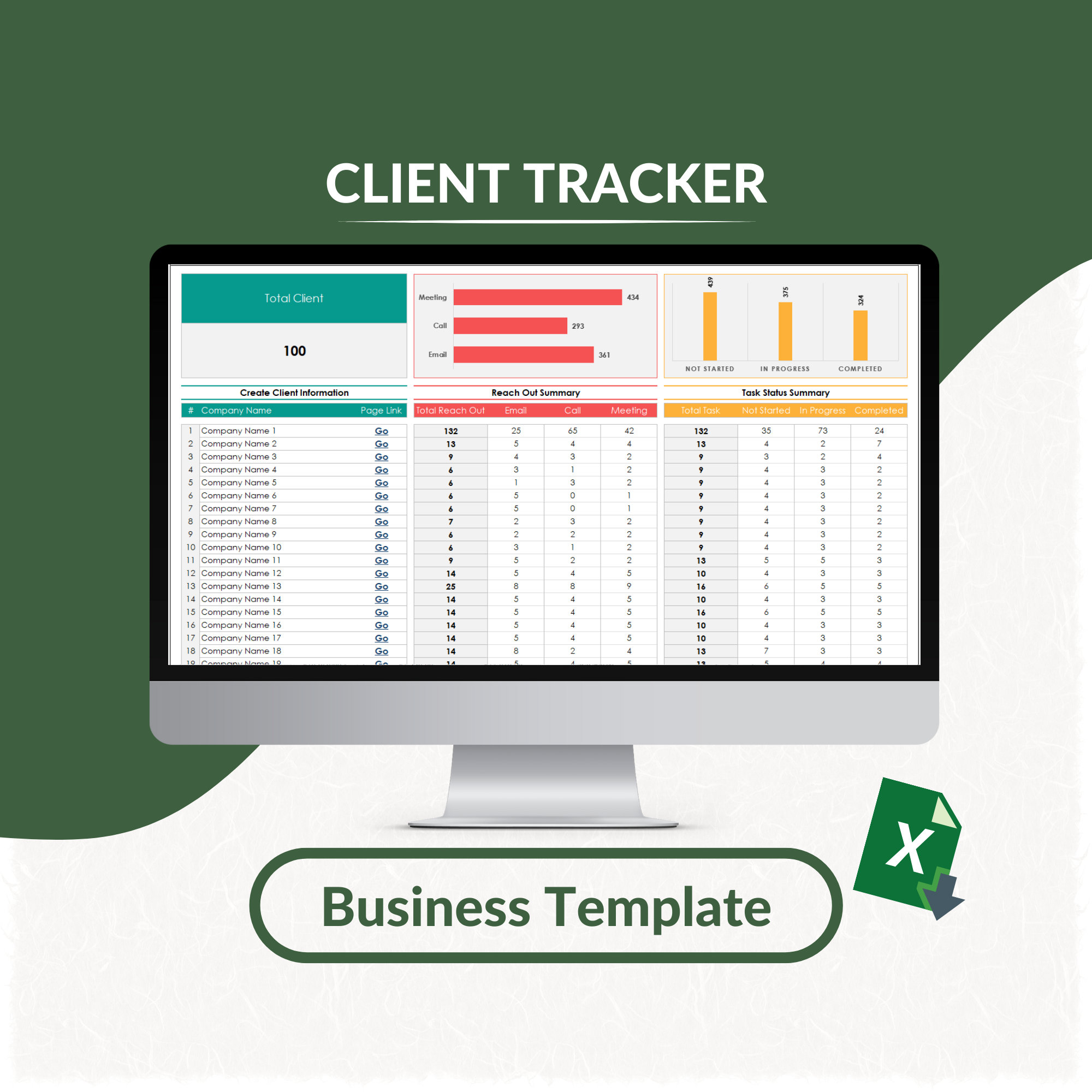 Client Tracker Excel Template Client Engagement Tracker Excel Template  Client Management Log Business Client Tracker Client Planner 