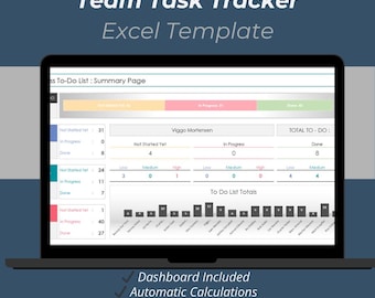 Team Task Tracker Excel Template | Workflow Management Dashboard (Instant Download)
