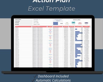 Action Plan Excel Template | Goal Tracker | Task Planner Spreadsheet | Productivity Tool