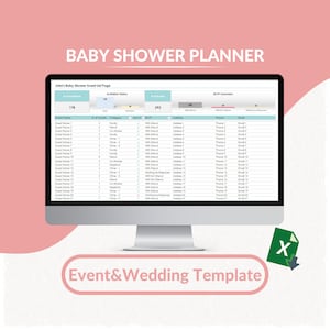 Baby Shower Planner Excel Template | Baby Shower Tracker | Baby Shower Organization Template | Printable Excel Spreadsheet | Planner Sheet