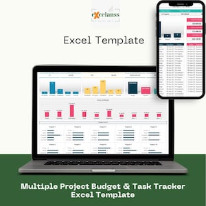 Multiple Project Budget & Task Tracker Excel Template | Manage 10 Projects with Dashboard and Automatic Totals