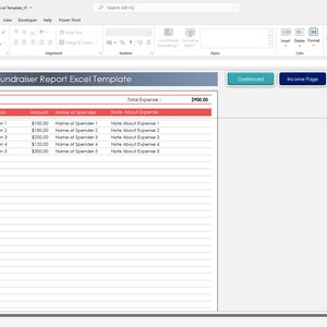 Planilha do Excel para Captação de Recursos de Organizações Sem Fins Lucrativos | Controle de Receitas e Despesas de Eventos Beneficentes imagem 3