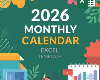 2026 Monthly Calendar Excel Template: Goals & Tasks (Printable)
