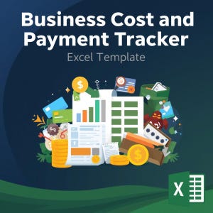 Excel-sjabloon Business Cost & Payment Tracker: maandelijkse onkosten bijhouden met categorieën en automatische totalen