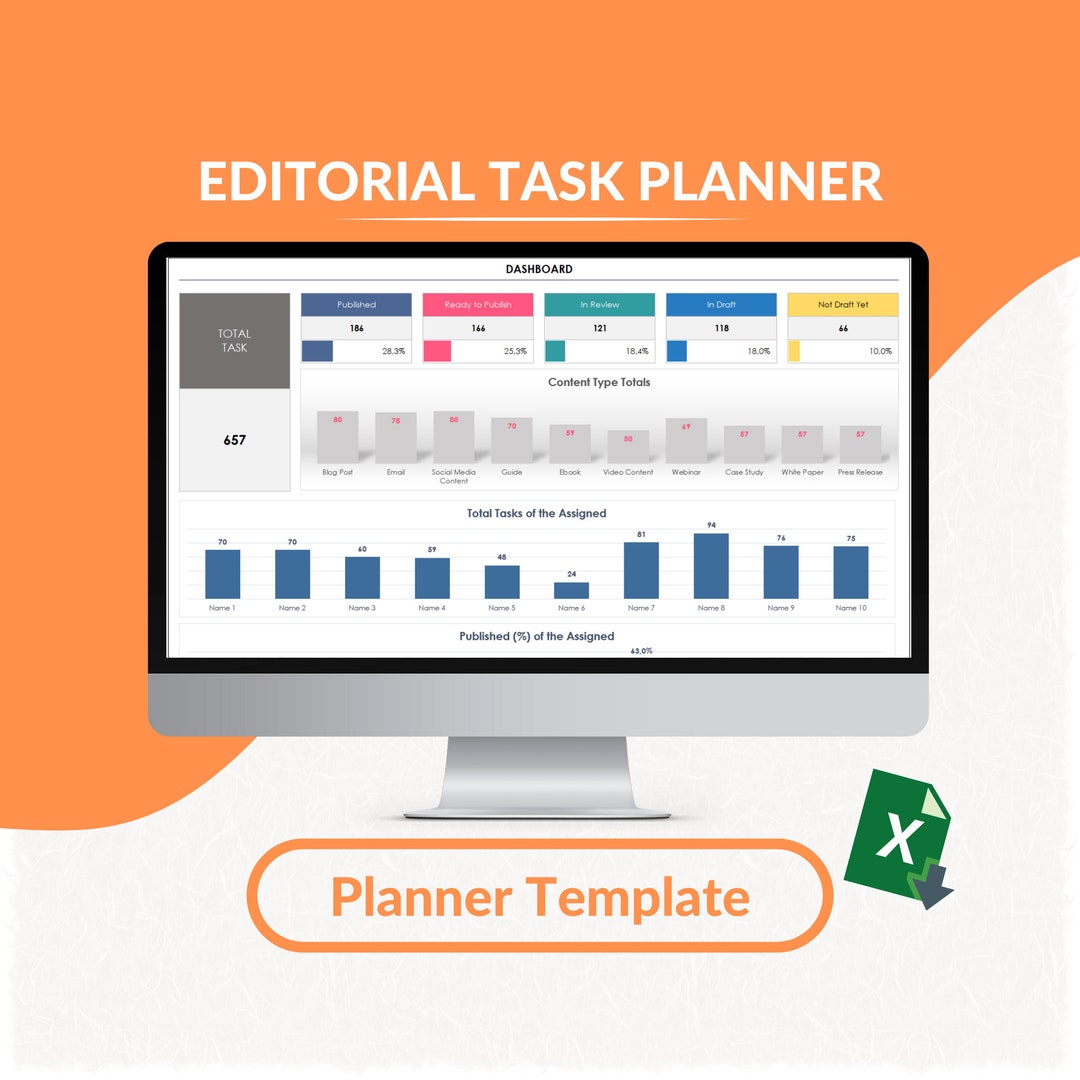 Editorial Task Planner Excel Template Content Task Planner Editorial
