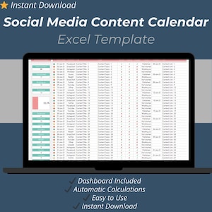 Calendario dei contenuti per i social media in Excel / Foglio di calcolo per la pianificazione editoriale e dei post